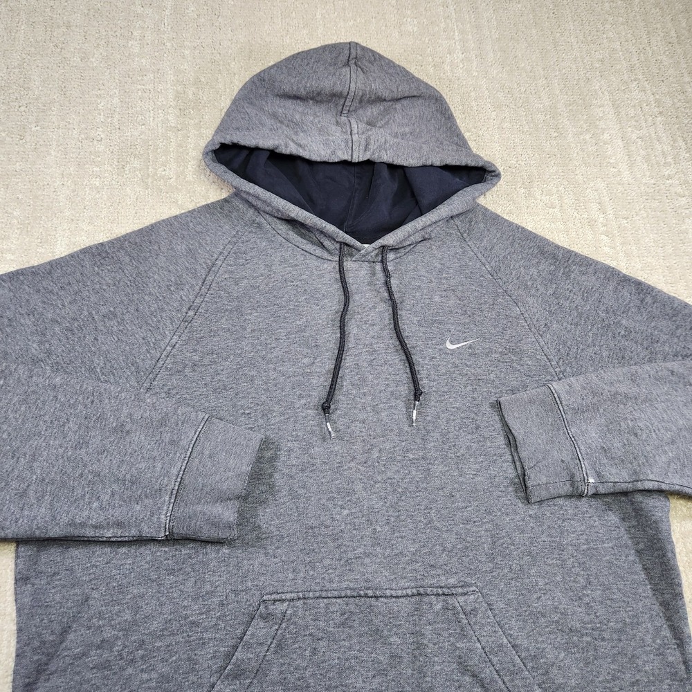 Vintage Nike Hoodie Men Medium Gray Tag Cotton Fleece Y2K Sweatshirt
